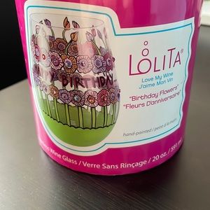BRAND NEW- Lolita Birthday Flowers Steam-less Wine Glass
